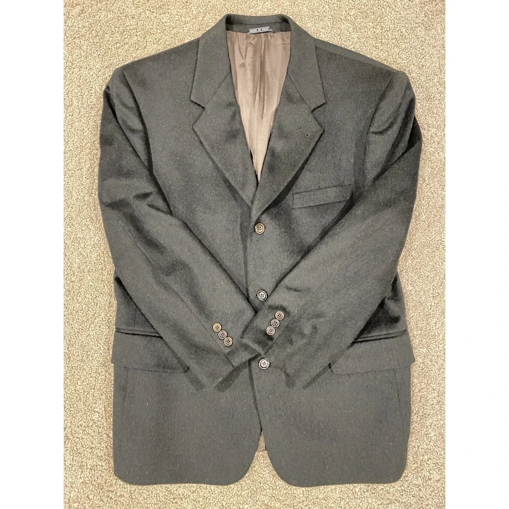 Lanificio Made In Italy Cashmere And Wool Todays Man Black Blazer Jacket Sz 40R‎